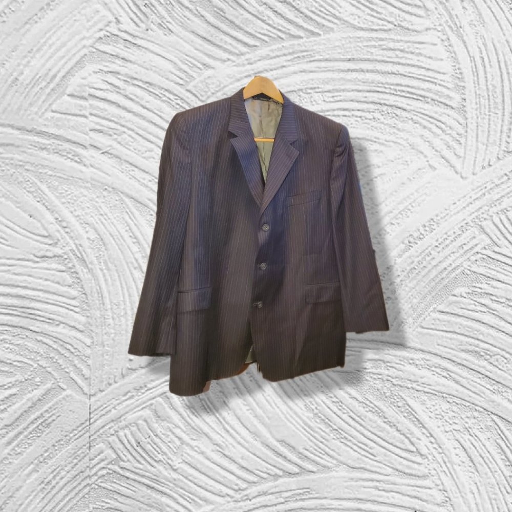 Jack Victor size 48R dark brown pinstripe suit, like new.  Pants are 43R.